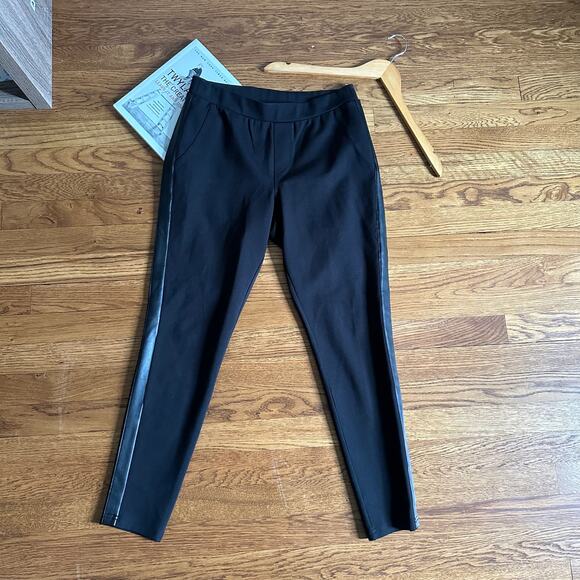 Nordstrom Black Faux Leather Side Panel Stretchy Pants - Picture 1 of 6